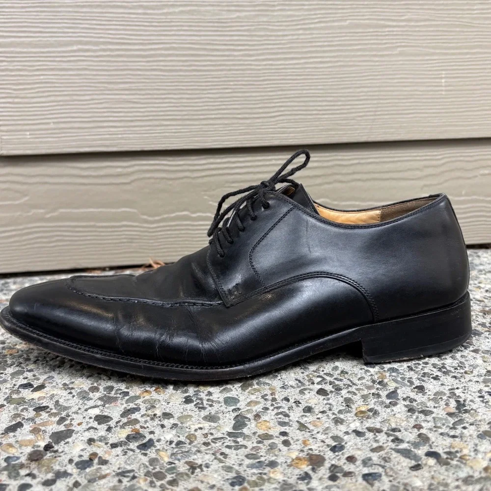 Magnanni Men's Black Leather Apron Split Toe Derby Dress Shoes 11323 Size 10 M
